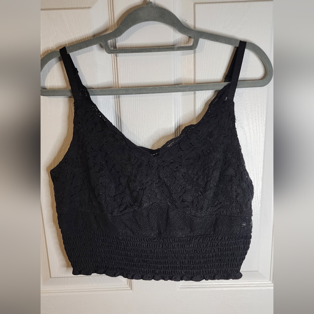 Torrid Black Smocked Crop Camisole